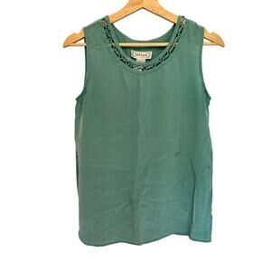 Vintage Silk Land Teal Sleeveless Blouse Women’s Size Small 100% Silk Top